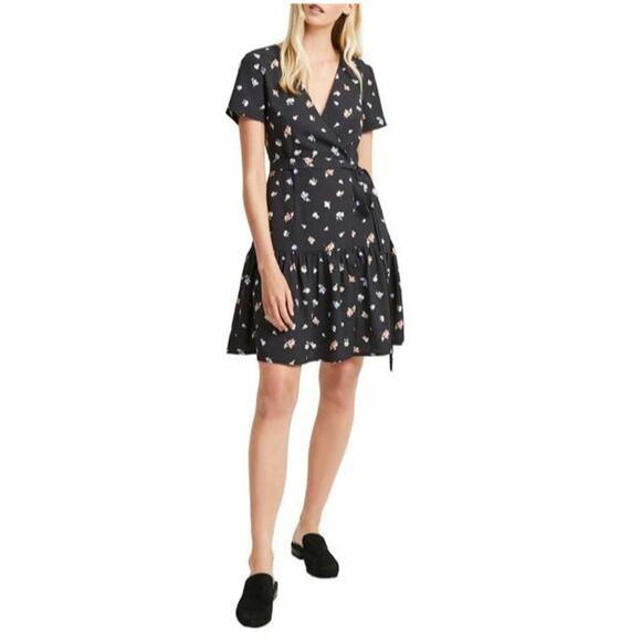 FRENCH CONNECTION NEW $128 Frida Arimose Wrap Dress Utility Blue Multi Size‎ 2 - Picture 1 of 4